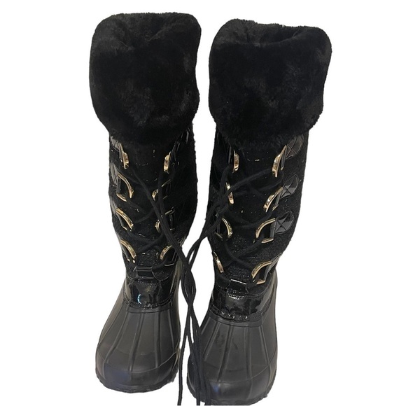 INC International Concepts Lorinah Black Tweed Fur Lined Winter Boots - Picture 2 of 6